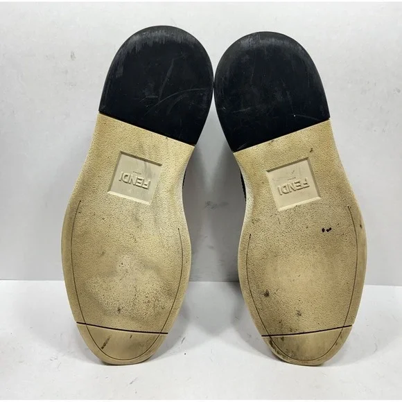 Fendi Roma Black Leather Lace Derby Dress Shoes Men's Size 9 US / 8 UK